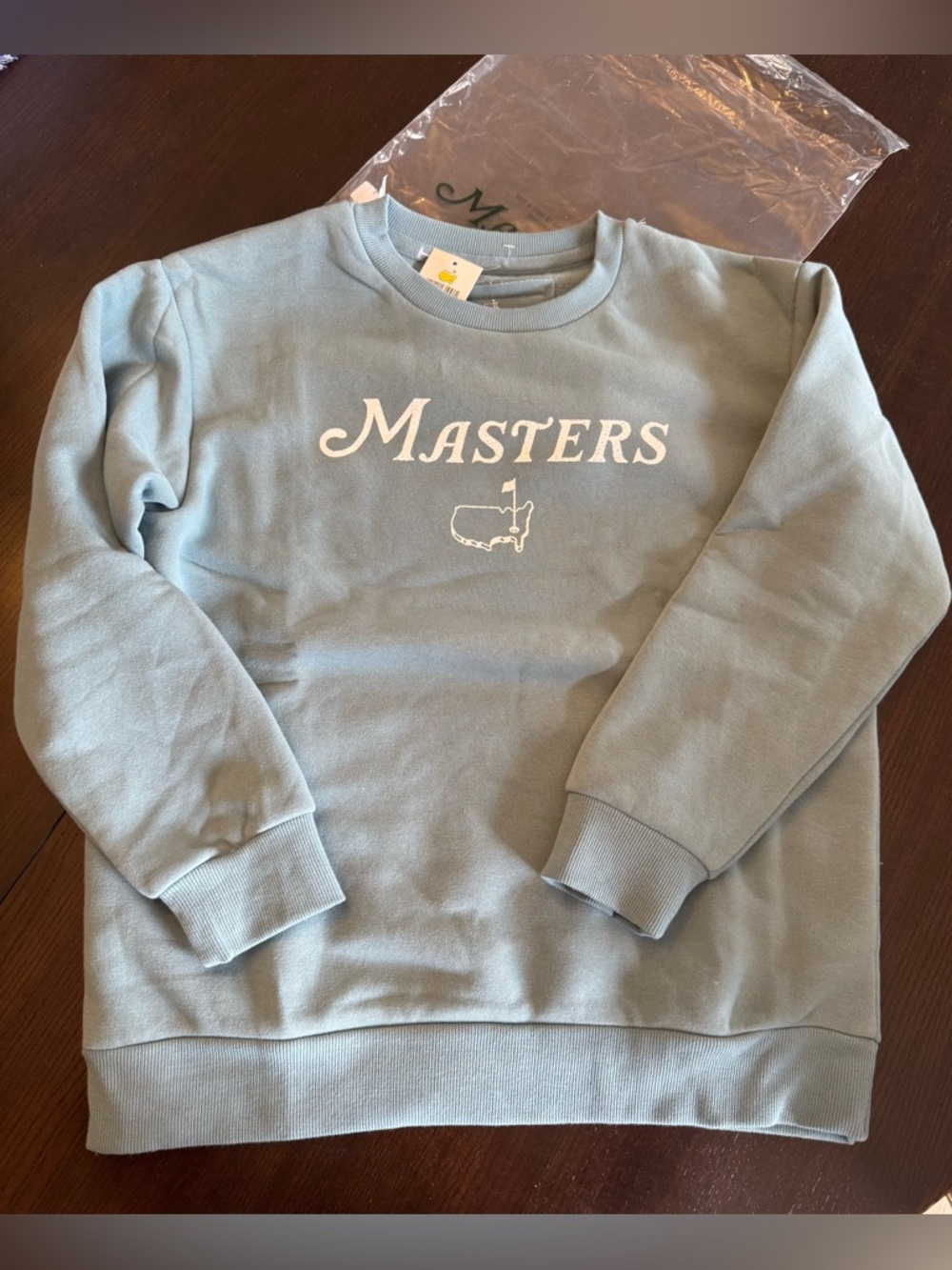 Masters Light Blue Crewneck Sweatshirt with White Logo Youth XL